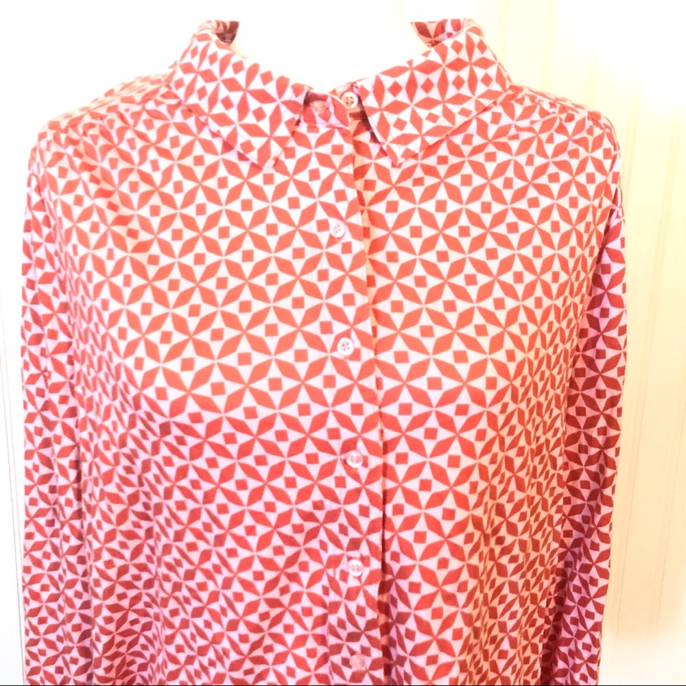BODEN Geometric Print Button Down Jersey Shirt - Picture 3 of 8